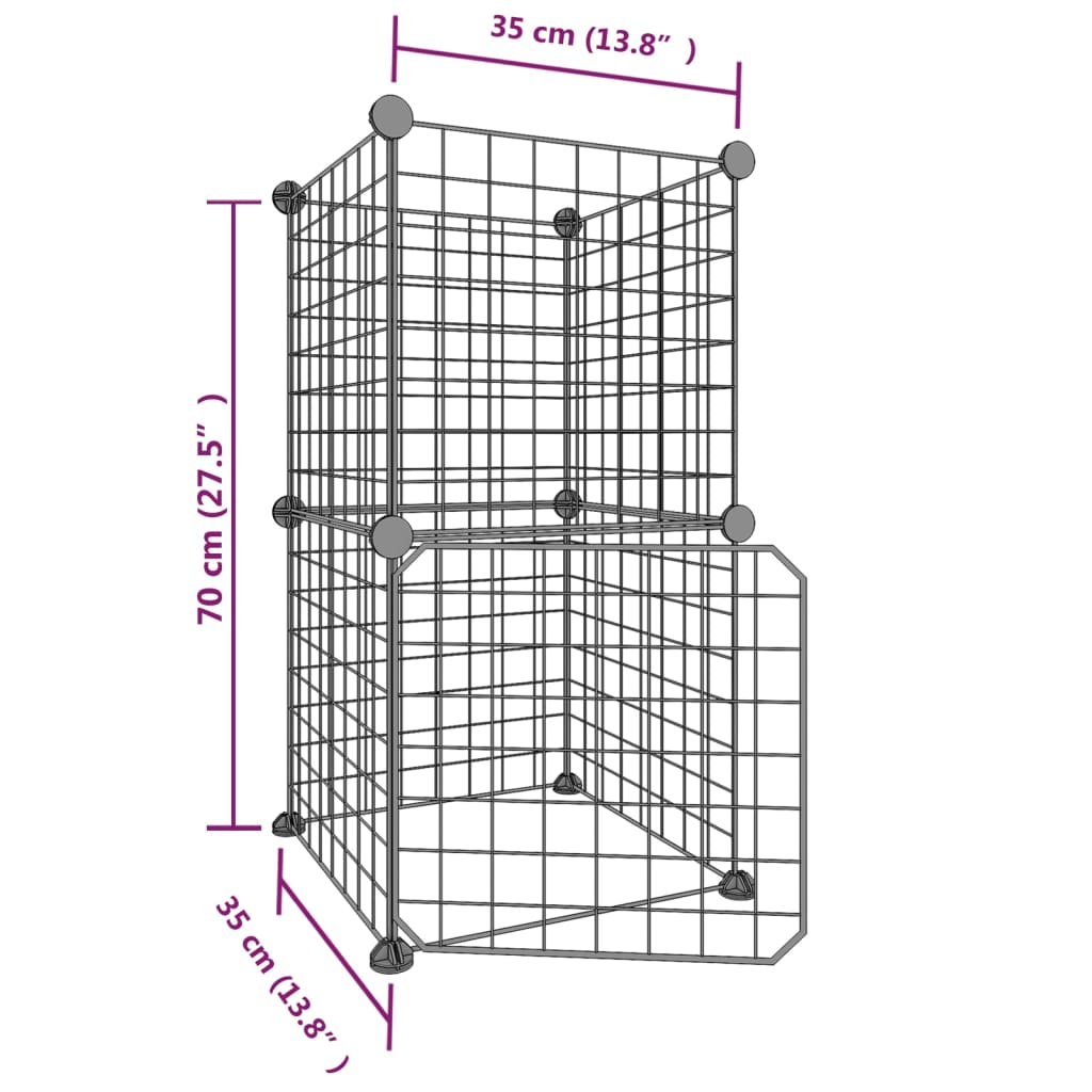 8-Panel Pet Cage with Door Black 35x35 cm Steel