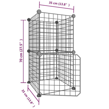 8-Panel Pet Cage with Door Black 35x35 cm Steel