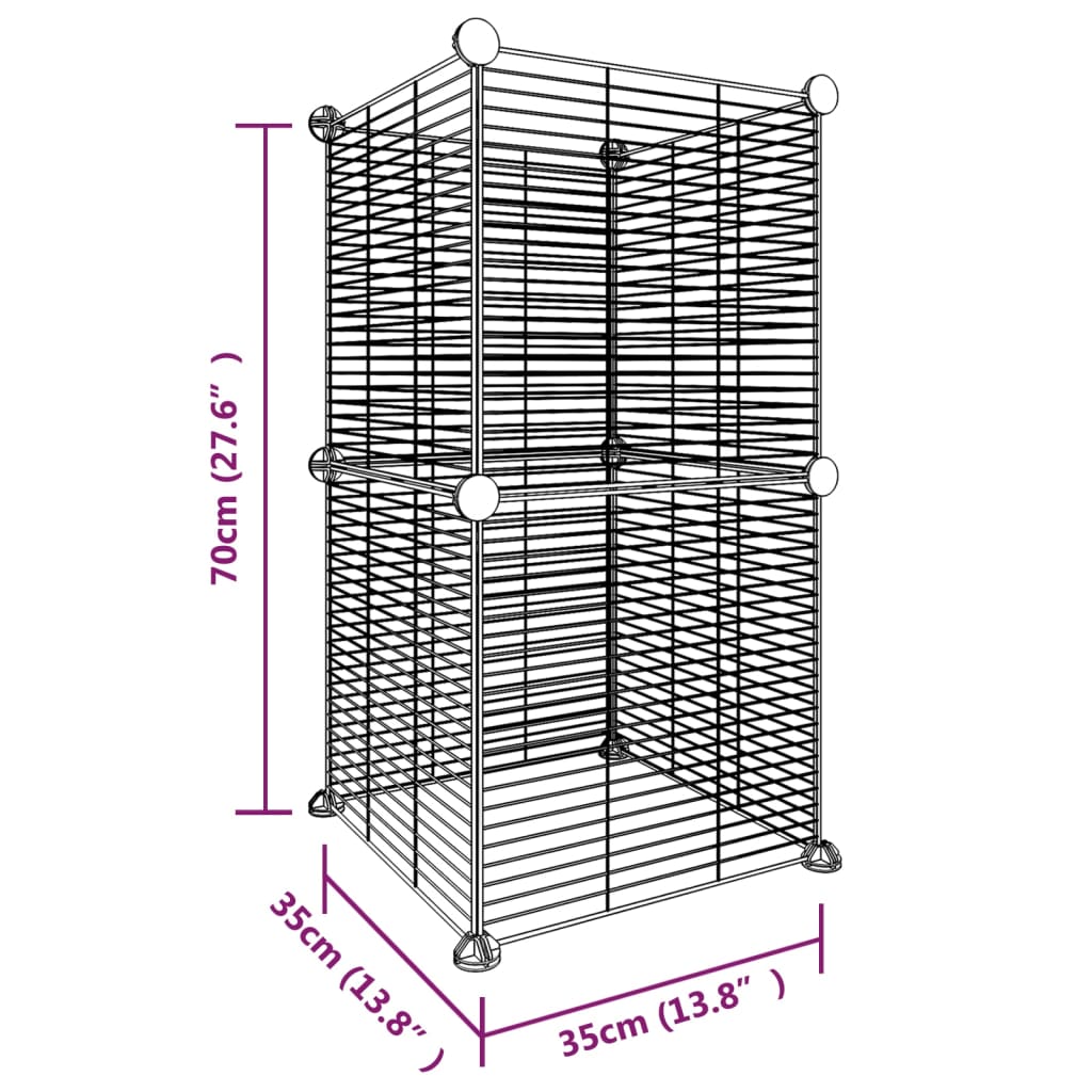 8-Panel Pet Cage Black 35x35 cm Steel