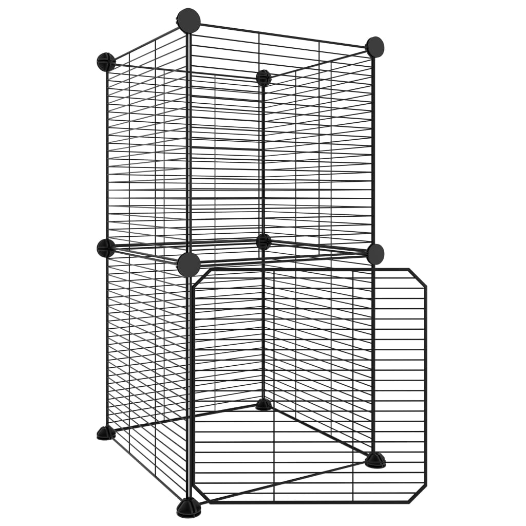 8-Panel Pet Cage with Door Black 35x35 cm Steel