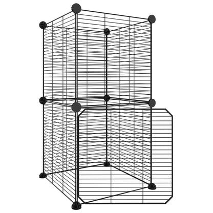 8-Panel Pet Cage with Door Black 35x35 cm Steel