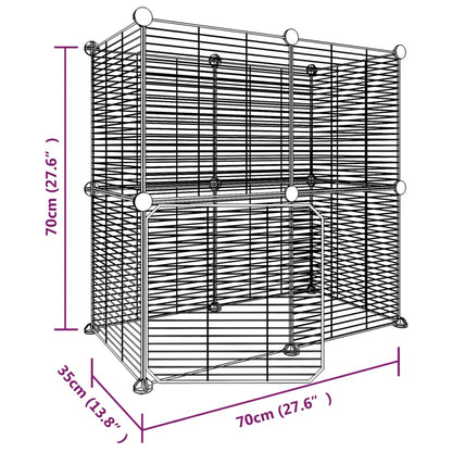 12-Panel Pet Cage with Door Black 35x35 cm Steel