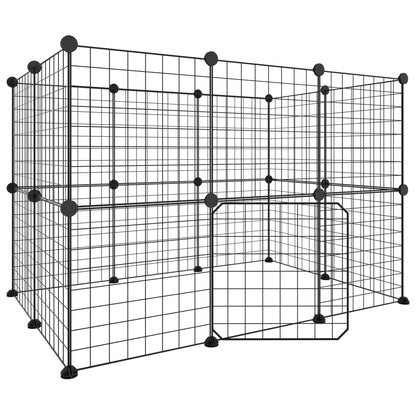 20-Panel Pet Cage with Door Black 35x35 cm Steel