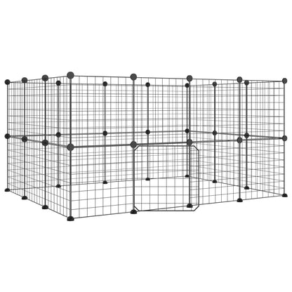 28-Panel Pet Cage with Door Black 35x35 cm Steel