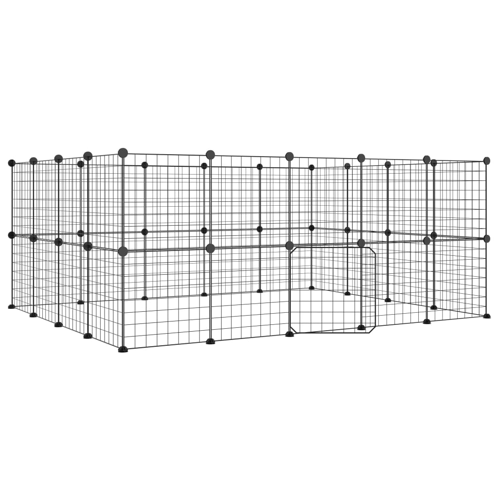 36-Panel Pet Cage with Door Black 35x35 cm Steel