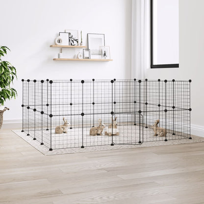 36-Panel Pet Cage with Door Black 35x35 cm Steel