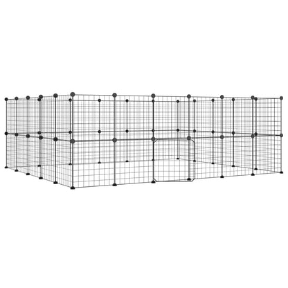 44-Panel Pet Cage with Door Black 35x35 cm Steel