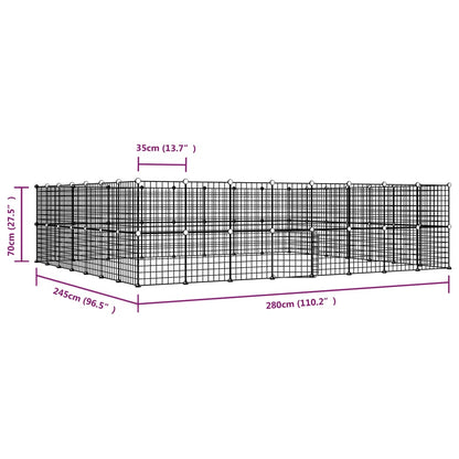 60-Panel Pet Cage with Door Black 35x35 cm Steel