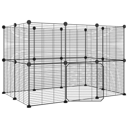 20-Panel Pet Cage with Door Black 35x35 cm Steel