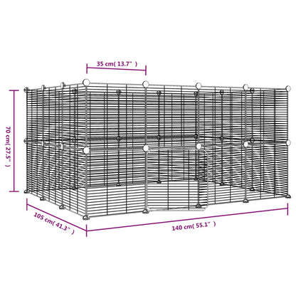 28-Panel Pet Cage with Door Black 35x35 cm Steel