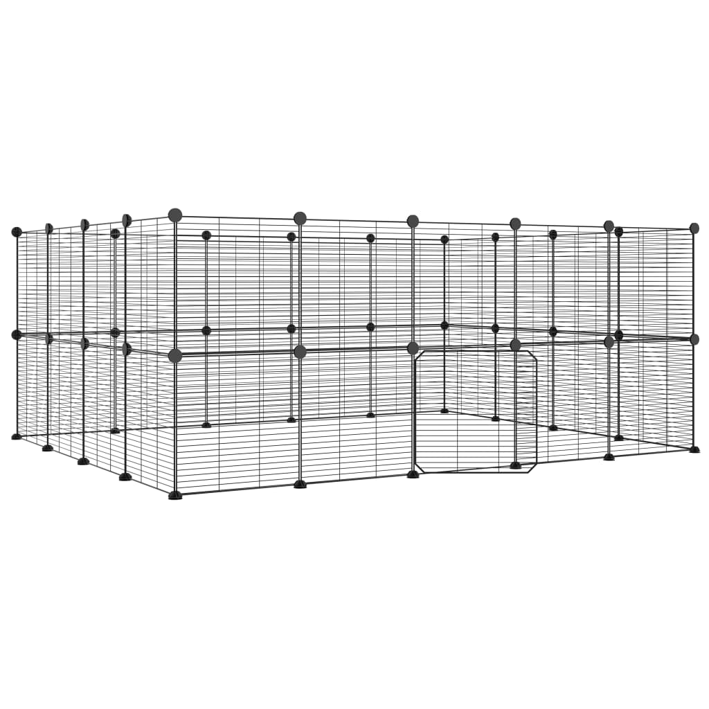 36-Panel Pet Cage with Door Black 35x35 cm Steel