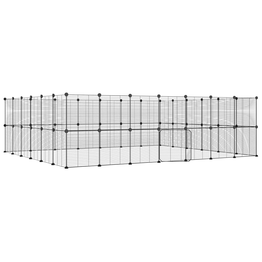 52-Panel Pet Cage with Door Black 35x35 cm Steel