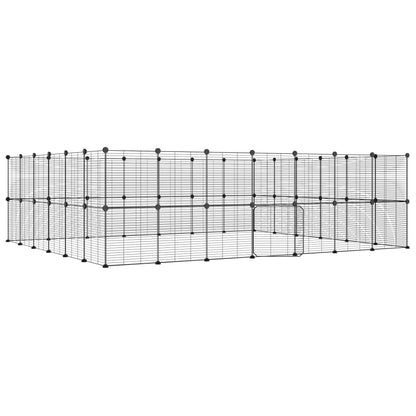 52-Panel Pet Cage with Door Black 35x35 cm Steel