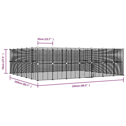 52-Panel Pet Cage with Door Black 35x35 cm Steel