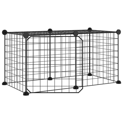 8-Panel Pet Cage with Door Black 35x35 cm Steel