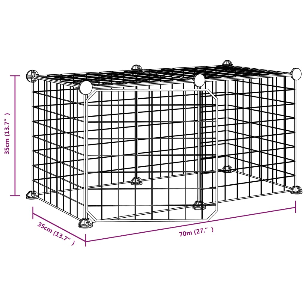 8-Panel Pet Cage with Door Black 35x35 cm Steel