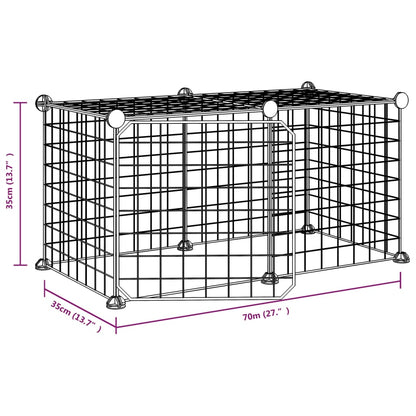 8-Panel Pet Cage with Door Black 35x35 cm Steel