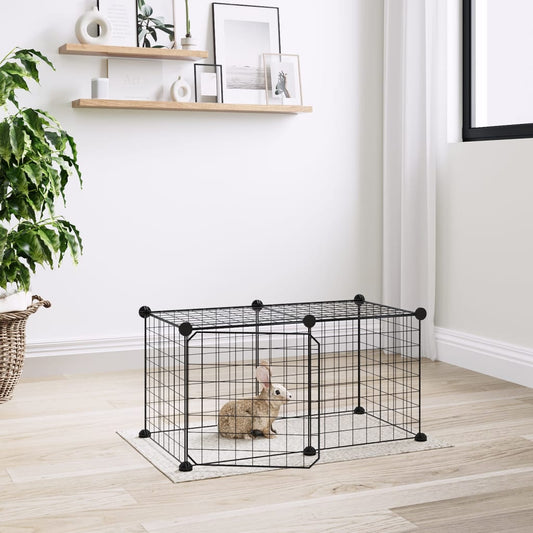 8-Panel Pet Cage with Door Black 35x35 cm Steel