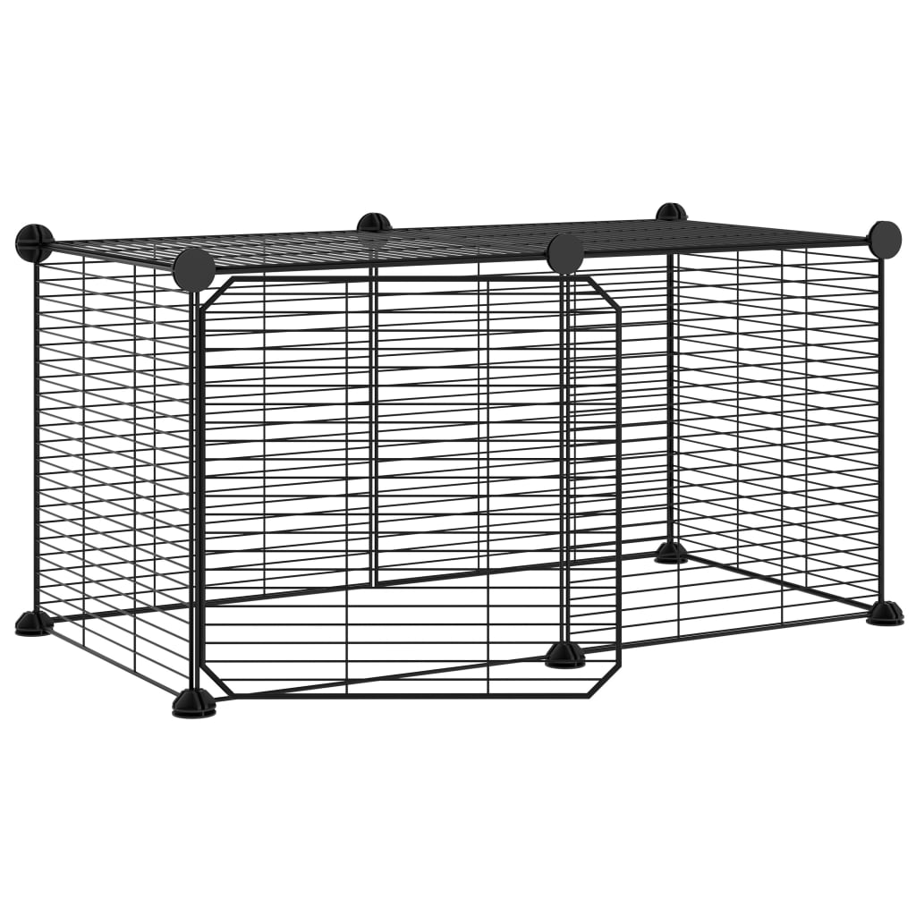 8-Panel Pet Cage with Door Black 35x35 cm Steel