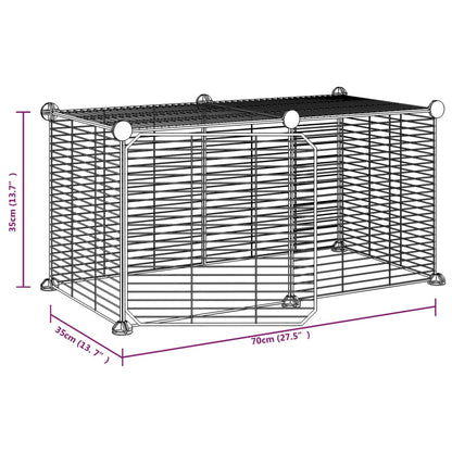 8-Panel Pet Cage with Door Black 35x35 cm Steel