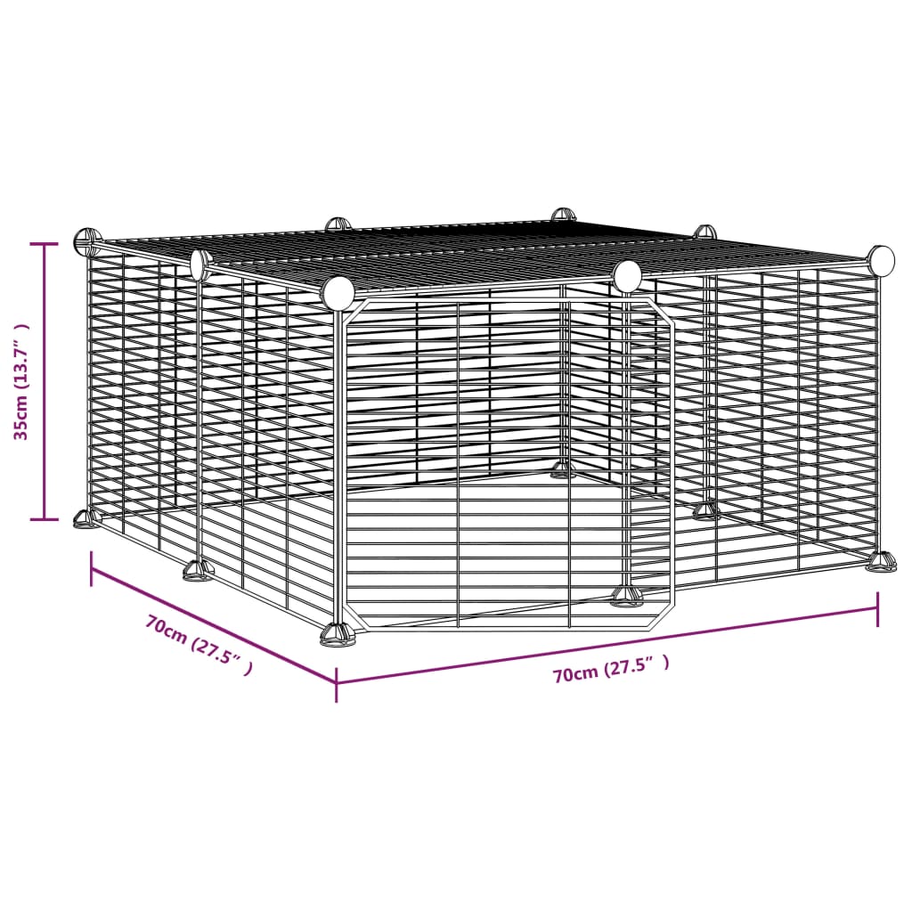 12-Panel Pet Cage with Door Black 35x35 cm Steel