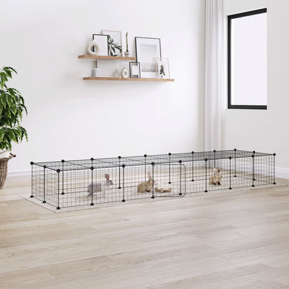 36-Panel Pet Cage with Door Black 35x35 cm Steel