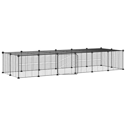 28-Panel Pet Cage with Door Black 35x35 cm Steel