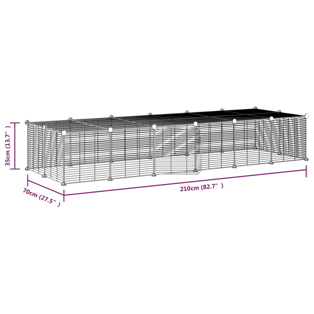 28-Panel Pet Cage with Door Black 35x35 cm Steel