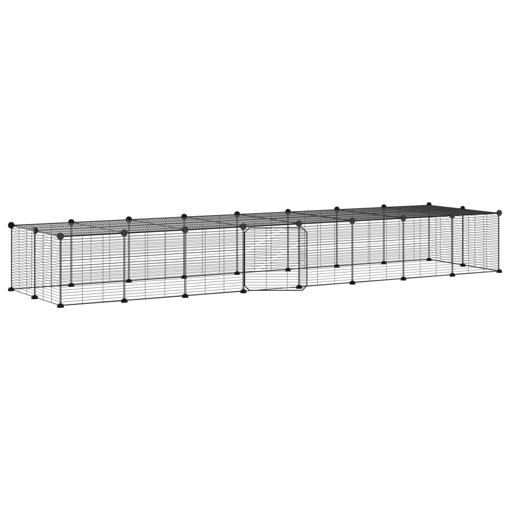 36-Panel Pet Cage with Door Black 35x35 cm Steel