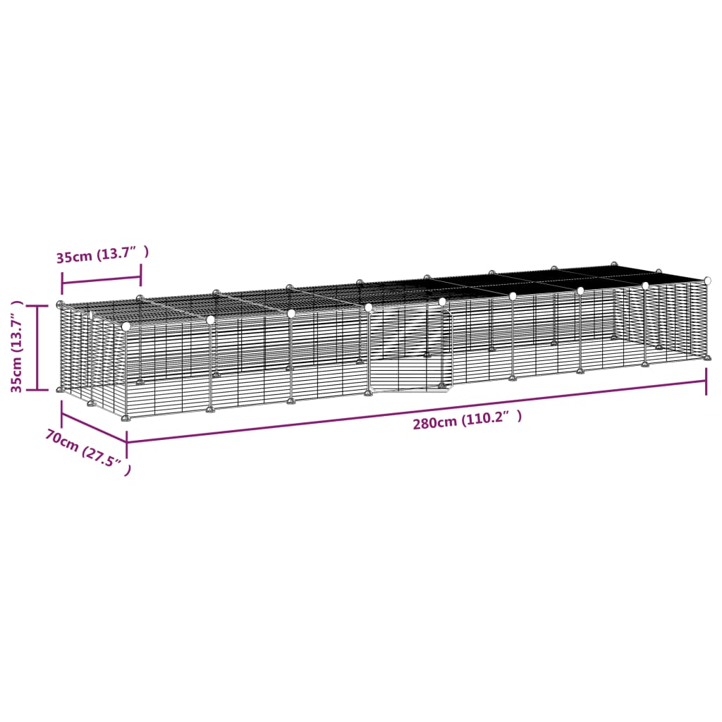 36-Panel Pet Cage with Door Black 35x35 cm Steel