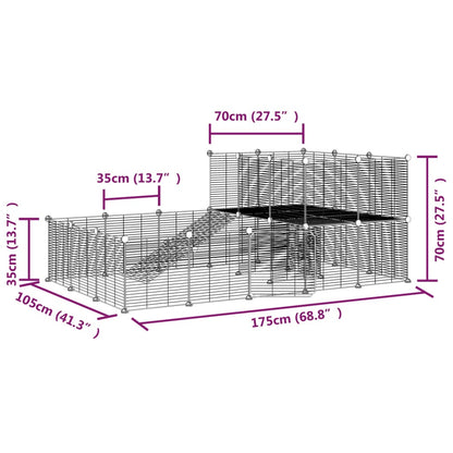 36-Panel Pet Cage with Door Black 35x35 cm Steel