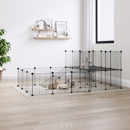 36-Panel Pet Cage with Door Black 35x35 cm Steel