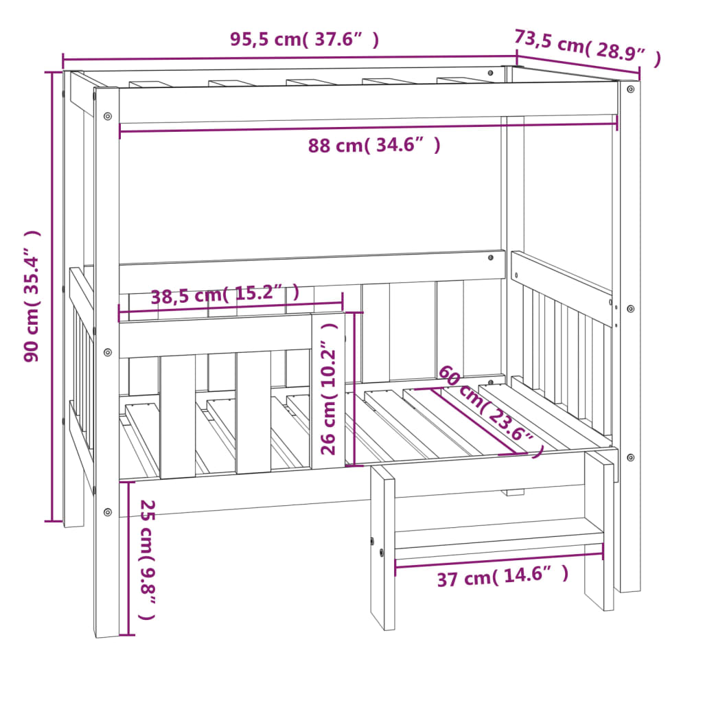 Dog Bed White 95.5x73.5x90 cm Solid Wood Pine