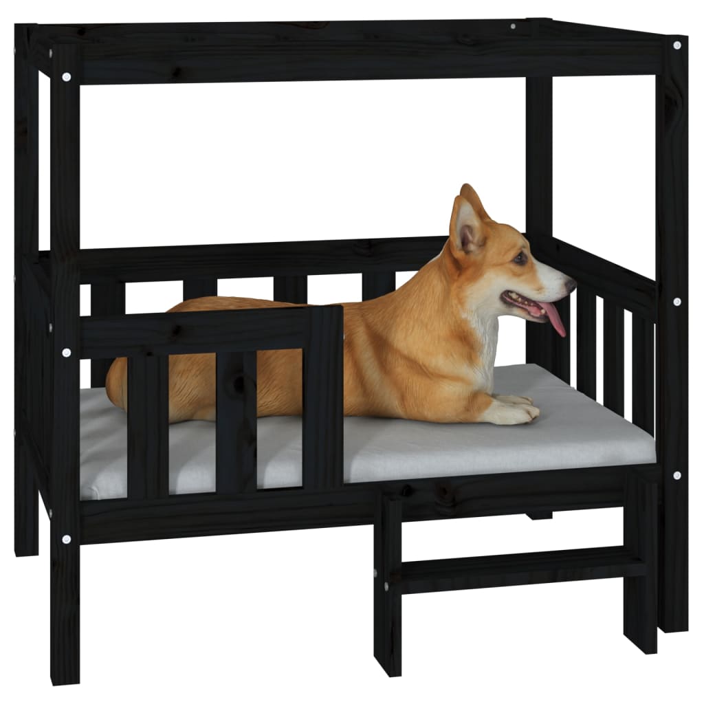 Dog Bed Black 95.5x73.5x90 cm Solid Wood Pine