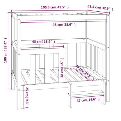 Dog Bed White 105.5x83.5x100 cm Solid Wood Pine