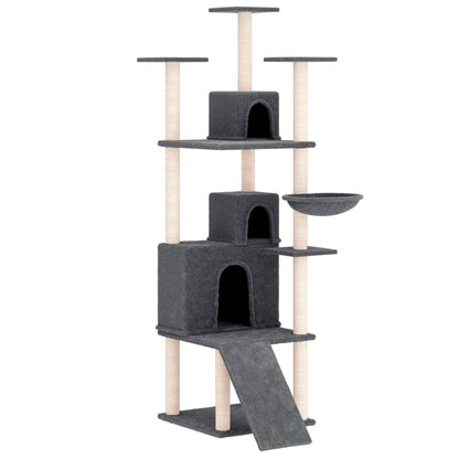 Cat Tree with Sisal Scratching Posts Dark Grey 175 cm