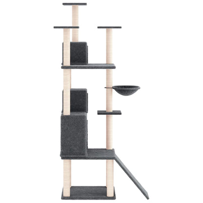 Cat Tree with Sisal Scratching Posts Dark Grey 175 cm