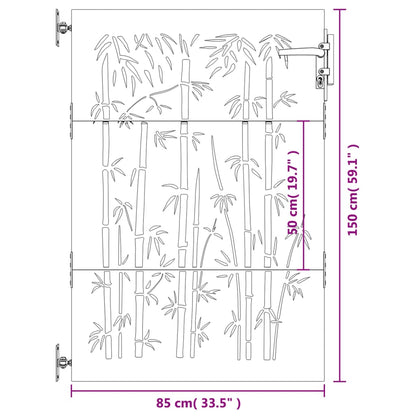 Garden Gate 85x150 cm Corten Steel Bamboo Design