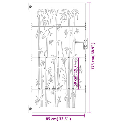 Garden Gate 85x175 cm Corten Steel Bamboo Design