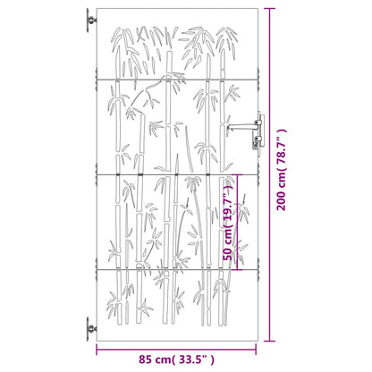 Garden Gate 85x200 cm Corten Steel Bamboo Design