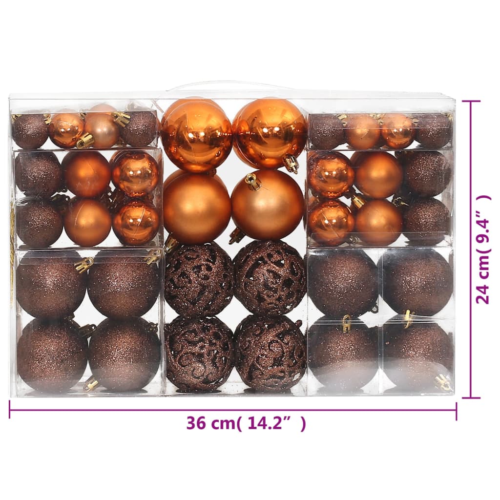 Christmas Baubles 100 pcs Brown 3 / 4 / 6 cm