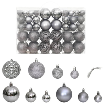 Christmas Baubles 100 pcs Grey 3 / 4 / 6 cm