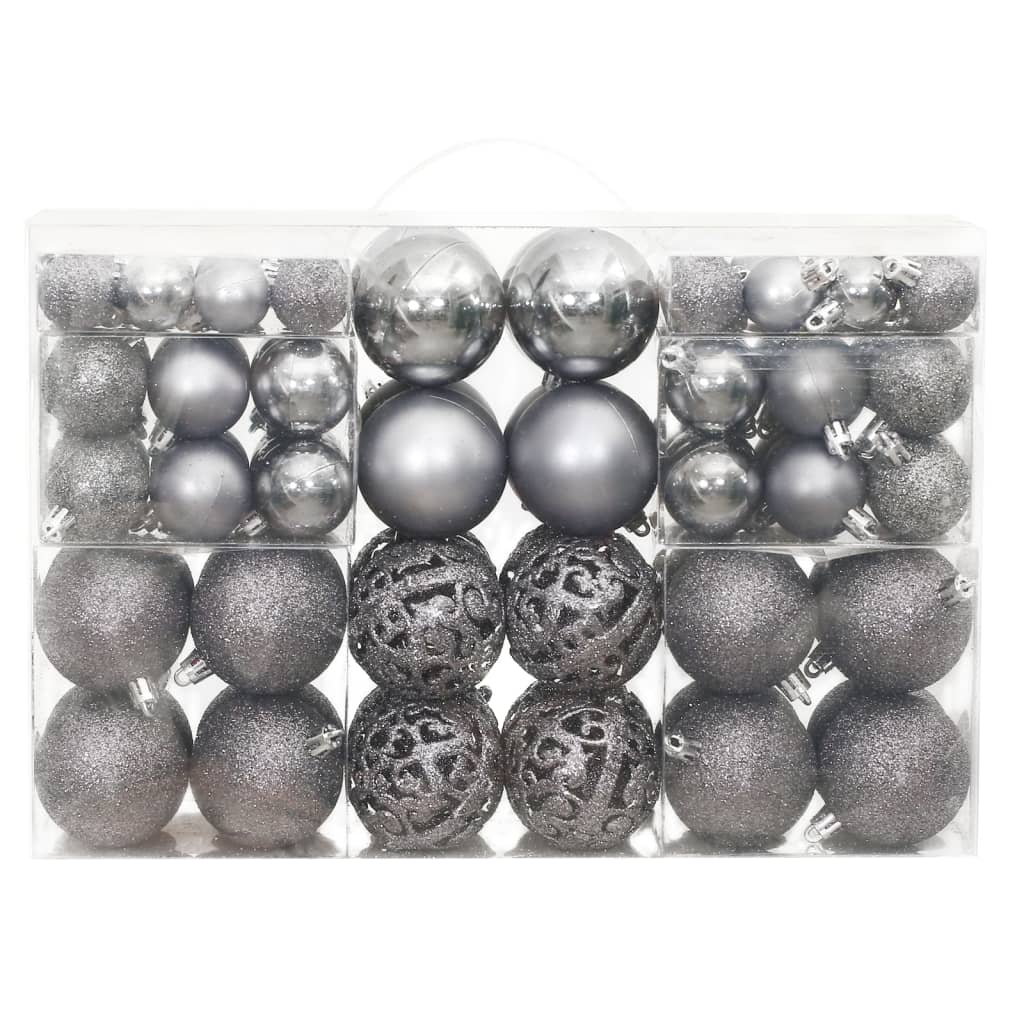 Christmas Baubles 100 pcs Grey 3 / 4 / 6 cm