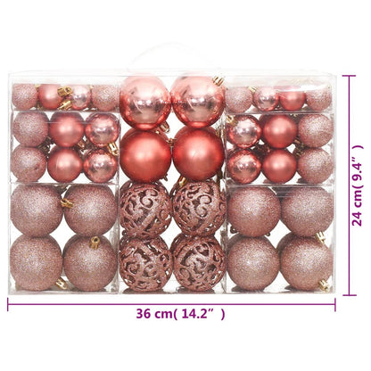 Christmas Baubles 100 pcs Pink and Rose 3 / 4 / 6 cm