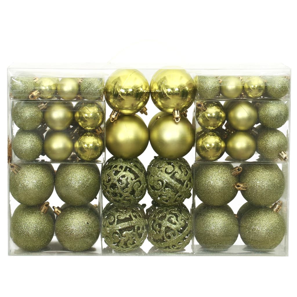 Christmas Baubles 100 pcs Light Green 3 / 4 / 6 cm