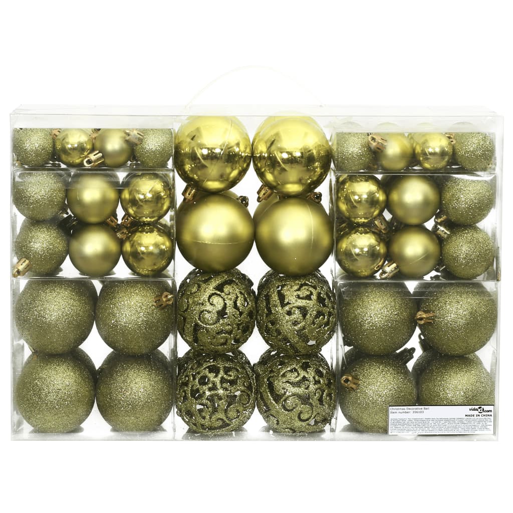 Christmas Baubles 100 pcs Light Green 3 / 4 / 6 cm