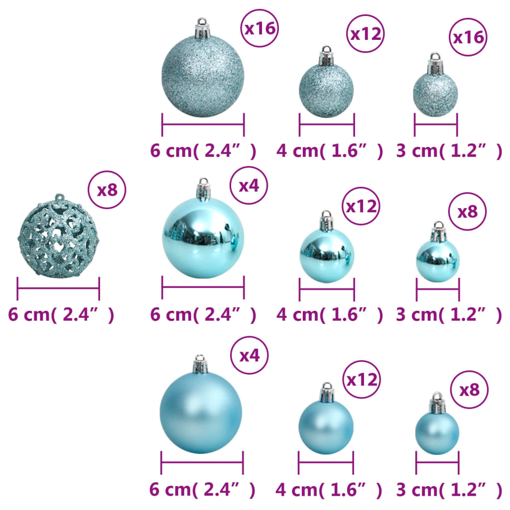 Christmas Baubles 100 pcs Turquoise 3 / 4 / 6 cm