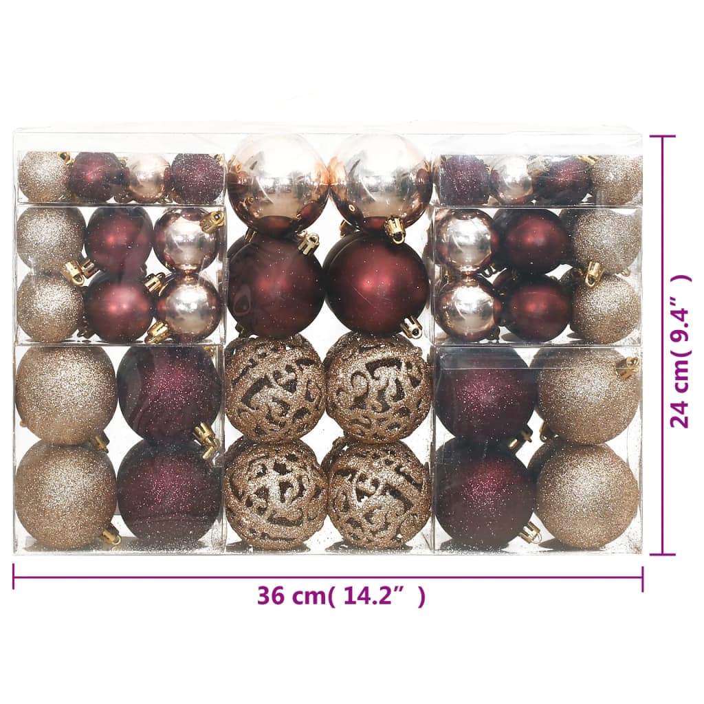 Christmas Baubles 100 pcs Champagne and Brown 3 / 4 / 6 cm