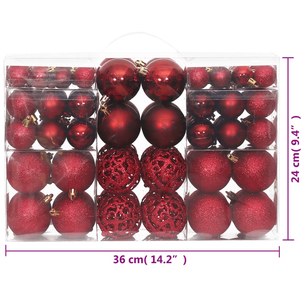 Christmas Baubles 100 pcs Wine Red 3 / 4 / 6 cm