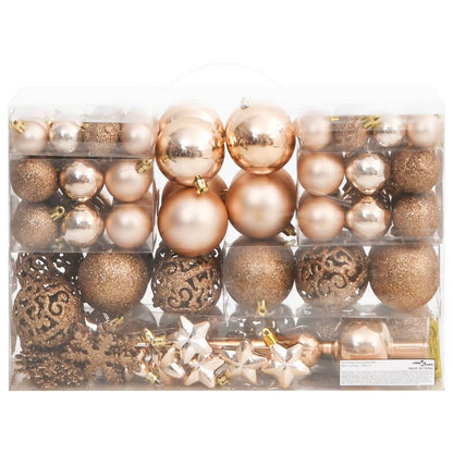 111 Piece Christmas Bauble Set Rose Gold Polystyrene